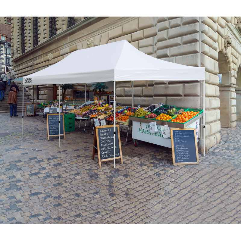 Quik Shade 10' X 20' Commercial 200 Square Feet Of Shade Straight Leg Base Outdoor Pop-Up Canopy, White