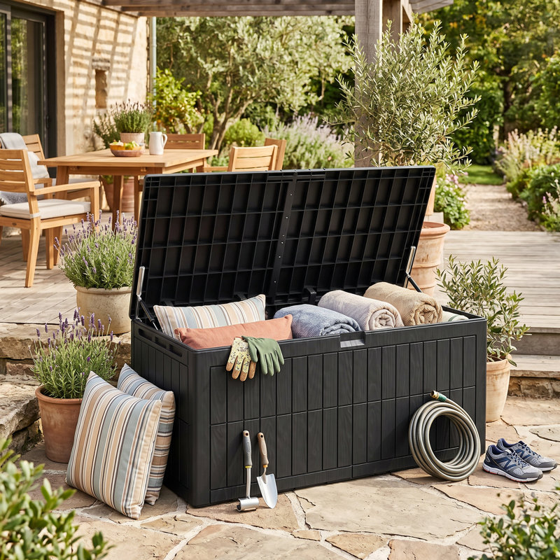 220 Gallons Water Resistant Resin Lockable Deck Box