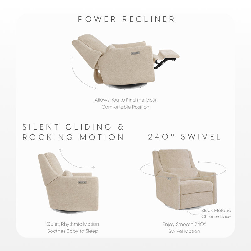 Seoul Power Recliner With USB-C Charging Ports, Nightlight & Lumbar Pillow, Sand, Tan