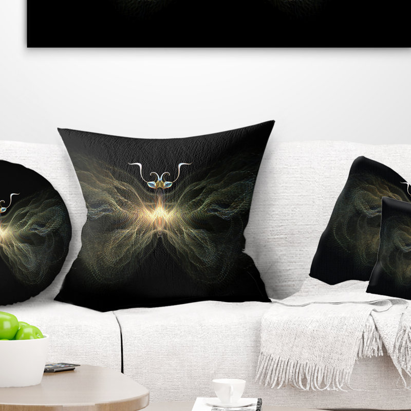 Coussin décoratif à papillons fractal Abstract, 16 po x 1 po, Coussin décoratif