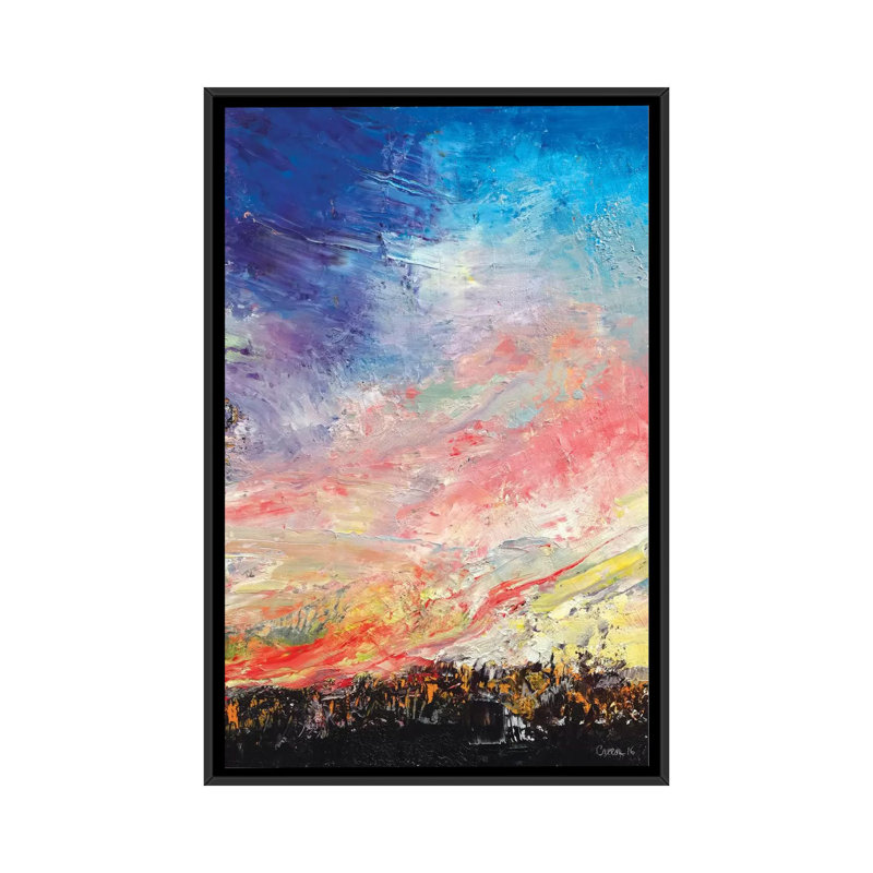 « wildfire », reproduction d’art sur toile, H 26 po x l 18 po x P 1,5 po, Toile avec cadre noir, Pas de tapis