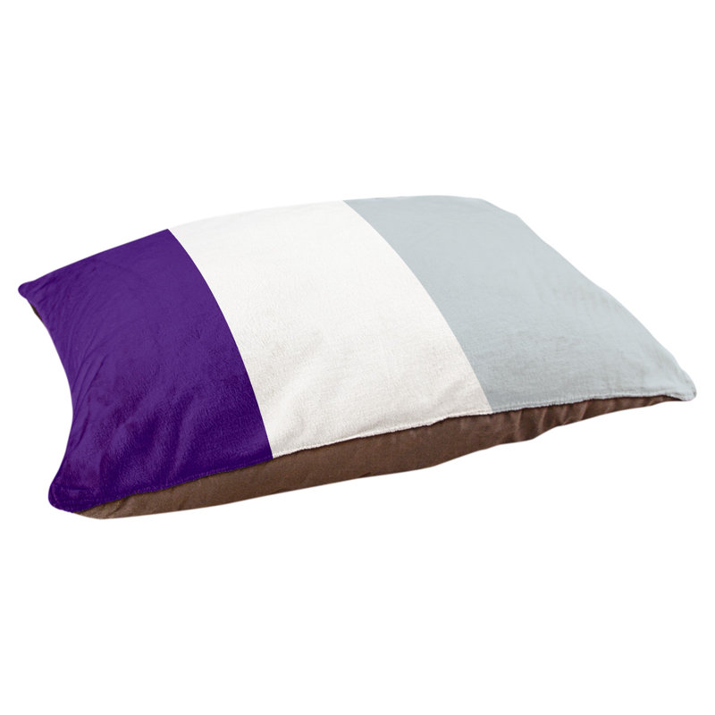 Coussin Houston, Grand (l 40 po x P 30 po x H 14 po), Mauve / Blanc / Argent