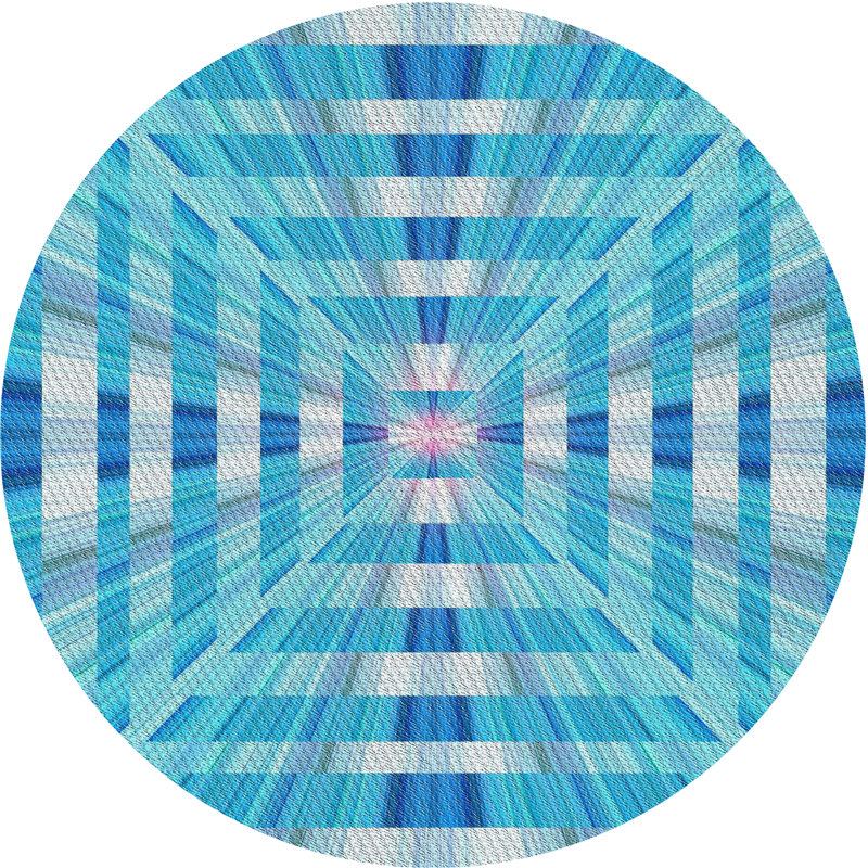 Tapis de zone bleue à motifs, Rond 3 pi