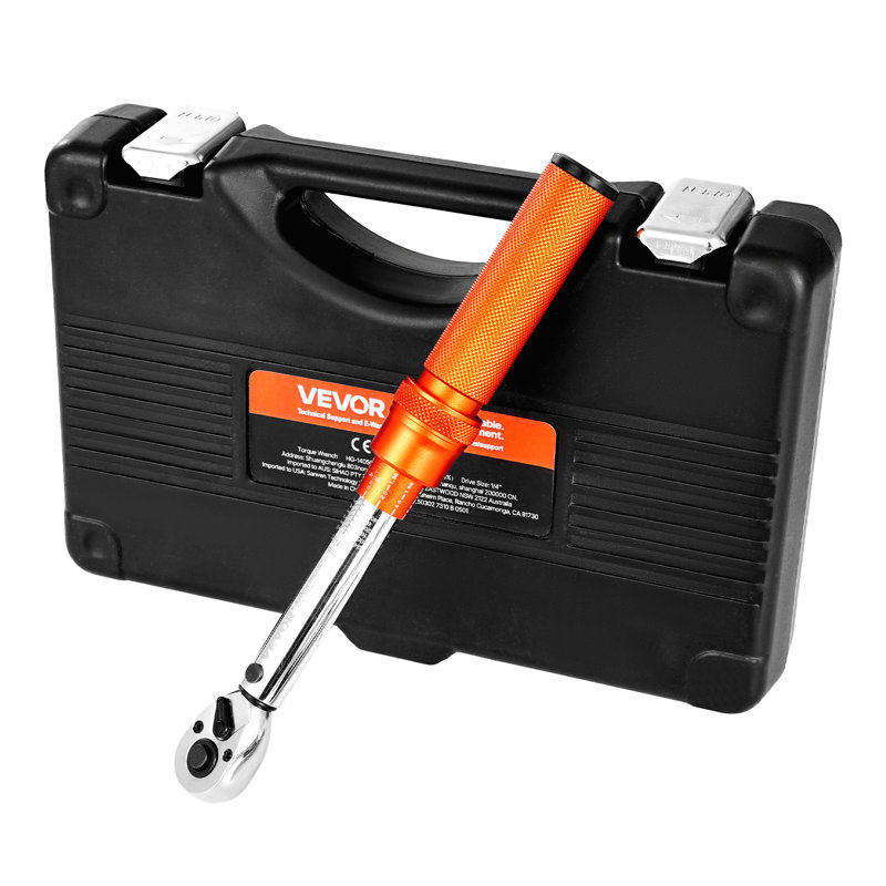 Click Torque Wrench Set, 1/4Inch Drive, 20-240 lbf-in / 2.3-27.1N.m, Dual-direction and Dual Range Scales, 72-Tooth, ±3% High Precision, with Bits, Sockets, Adapters, Extension Bar, Orange