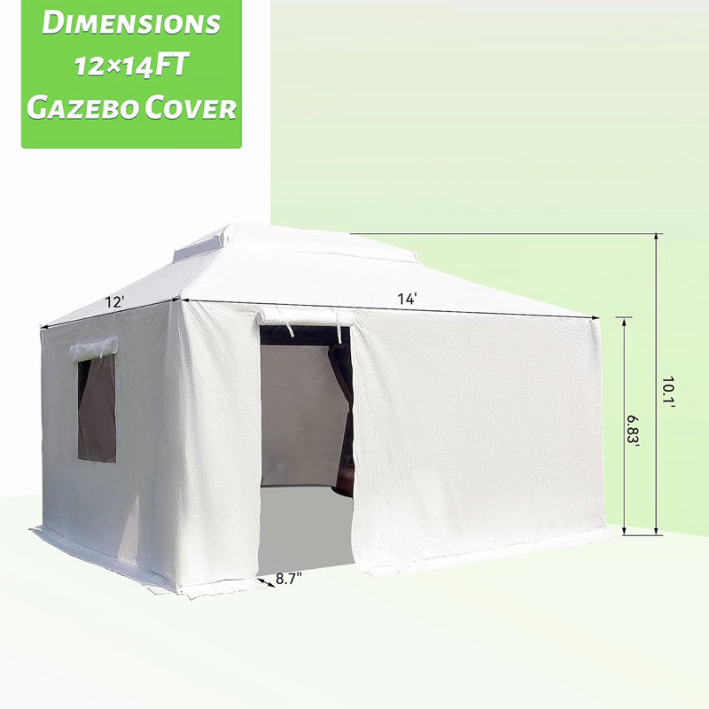 Gazebo Cover For Hardtop Gazebos, Outdoor Universal Winter Gazebo Cover With Sidewalls And Mesh Windows, All Season Waterproof Enclosed Gazebo Cover