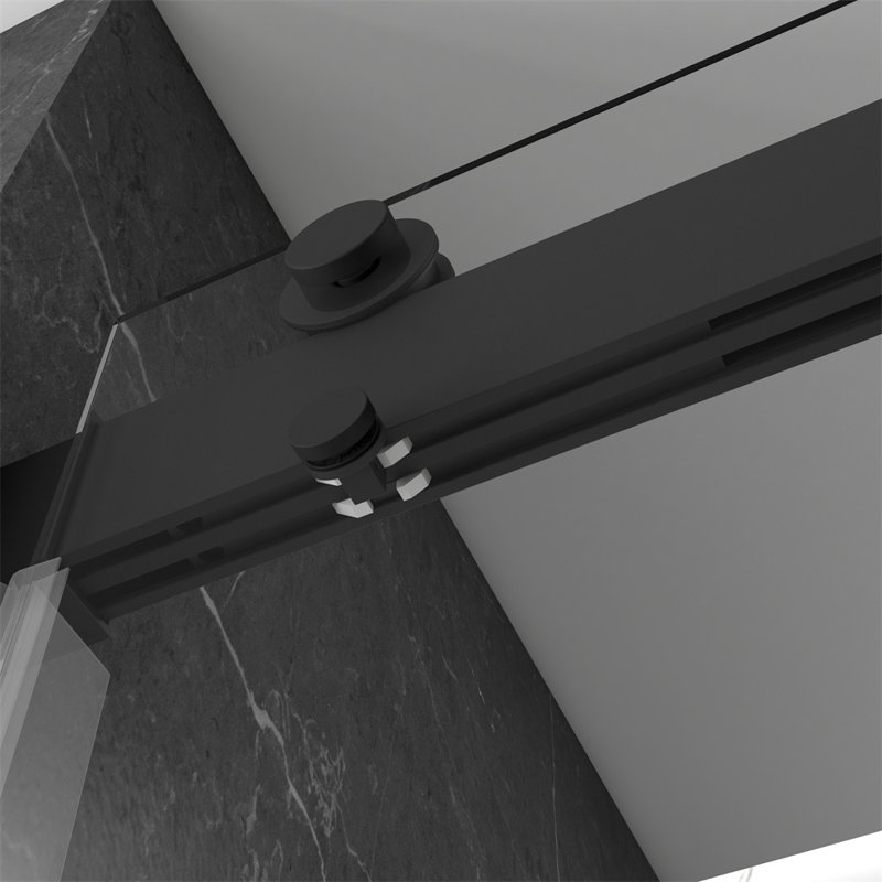 10 mm Tempered Glass Double Sliding Framless Shower Door , Mate Black, 76"
