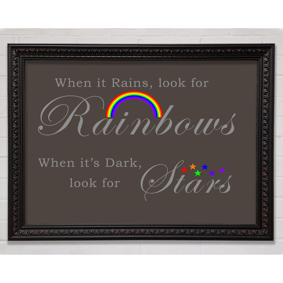 Mädchenzimmer Zitat When It Rains Look For Rainbows 2 Vivid Pink - Single Picture Frame Art Prints