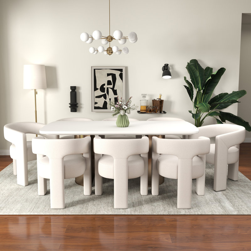 Upholstered Velvet Dinning Chair, Beige