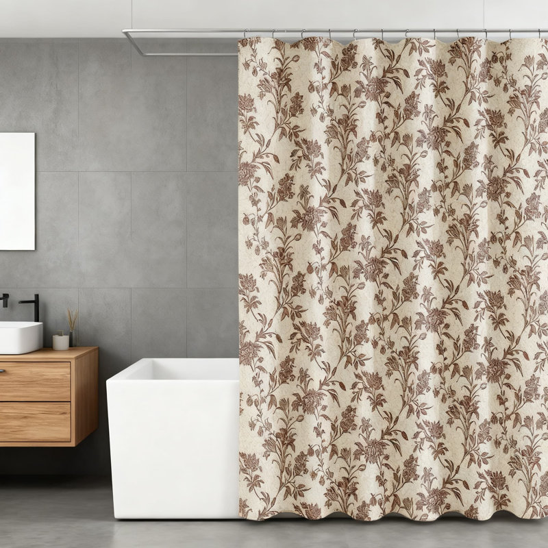 Rideau de douche Floral, Brun