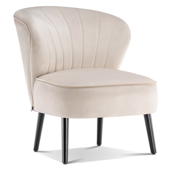 Velvet Accent Chair, Club Chairs, Upholstered Wingback Side Chair, Cream White