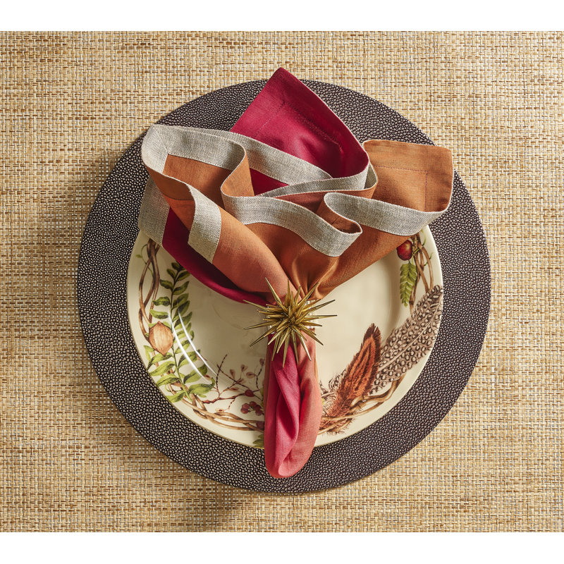 Dip Dye Linen Napkin, Cranberry/Orange