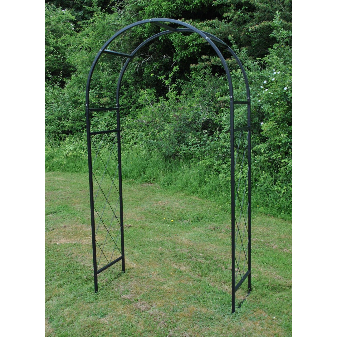 Ahnah 112cm W x 45cm D Metal Arbour with Gate in Black