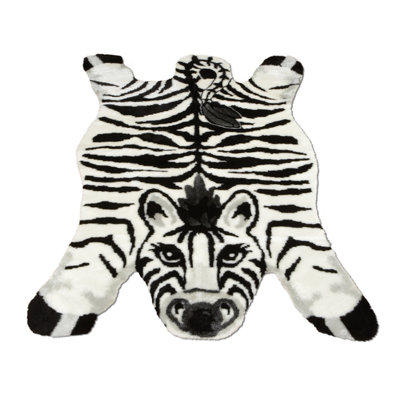 Kids Faux Fur Washable Animal Print Indoor Rug