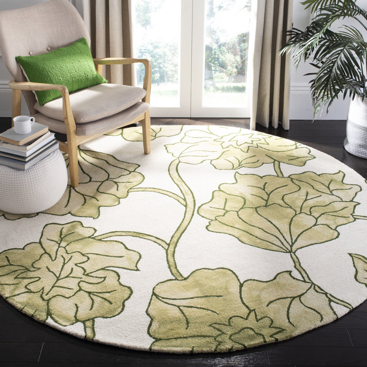 Coleman Hand Tufted Wool/Cotton Floral Rug in Ivory/Light Green