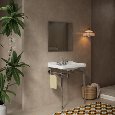 Meuble-lavabo simple Leitao, lavabo console, meuble-lavabo mural en céramique et pieds de support autoportants en acier inoxydable