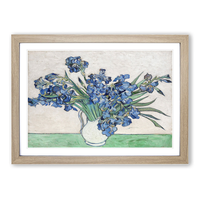 Vase of Irises Vol.1 by Vincent Van Gogh - Picture Frame Painting, 48cm H x 65cm W x 2cm D, Oak Framed