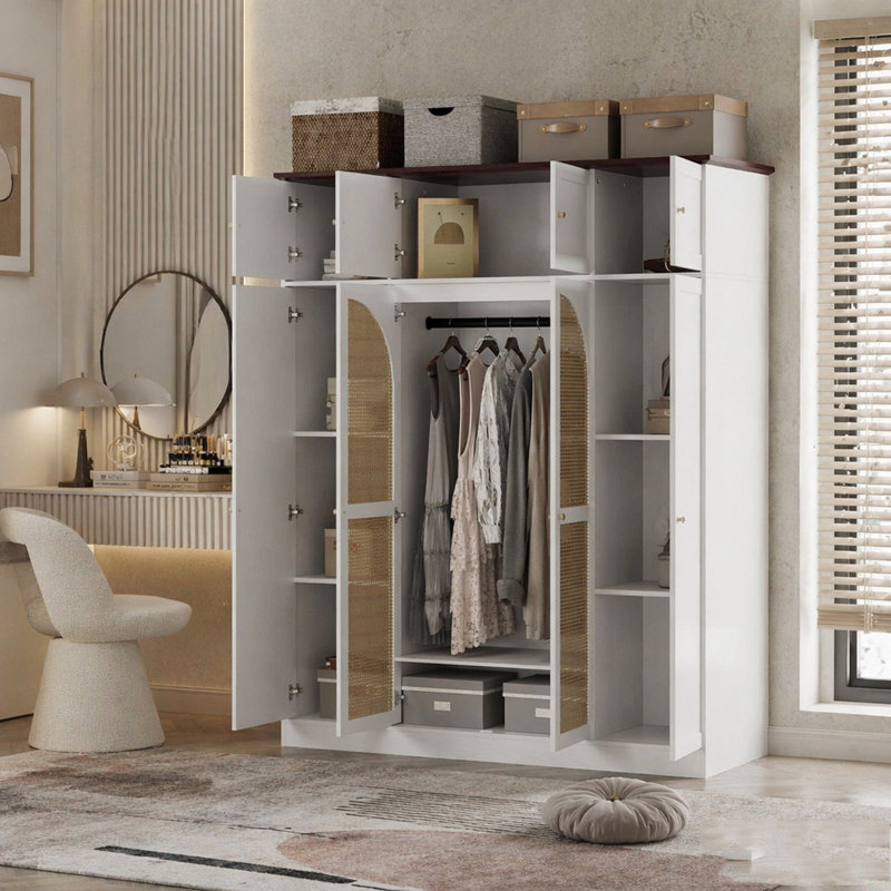 Armoire-penderie haute grande capacité 8 portes, White