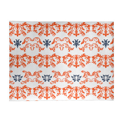 Tapis damassé blanc / orange