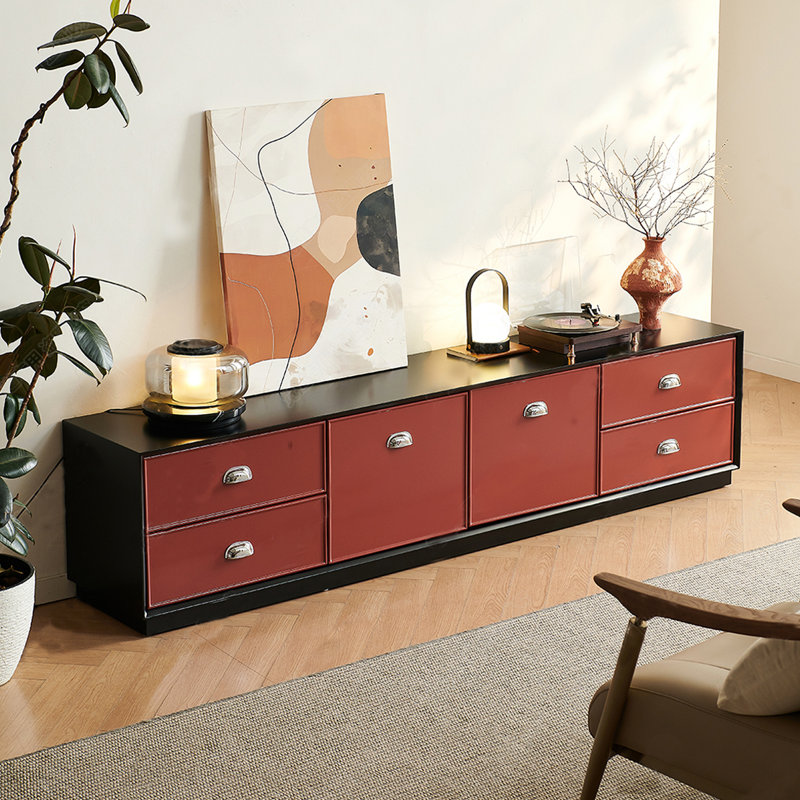 Dopamine Solid Wood TV Stand, Brown/Black