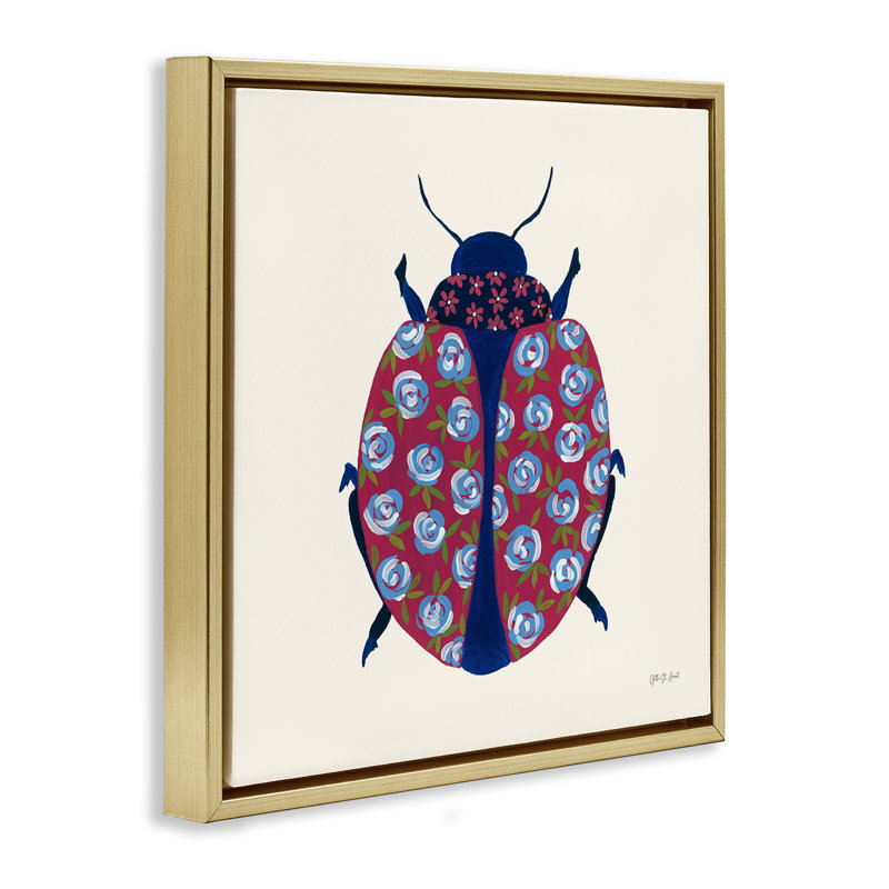  Rose Blooming Beetle Floater Canvas Wall Art by Yvette St. Amant, H 18 po x l 18 po, Cadre flottant métallique doré