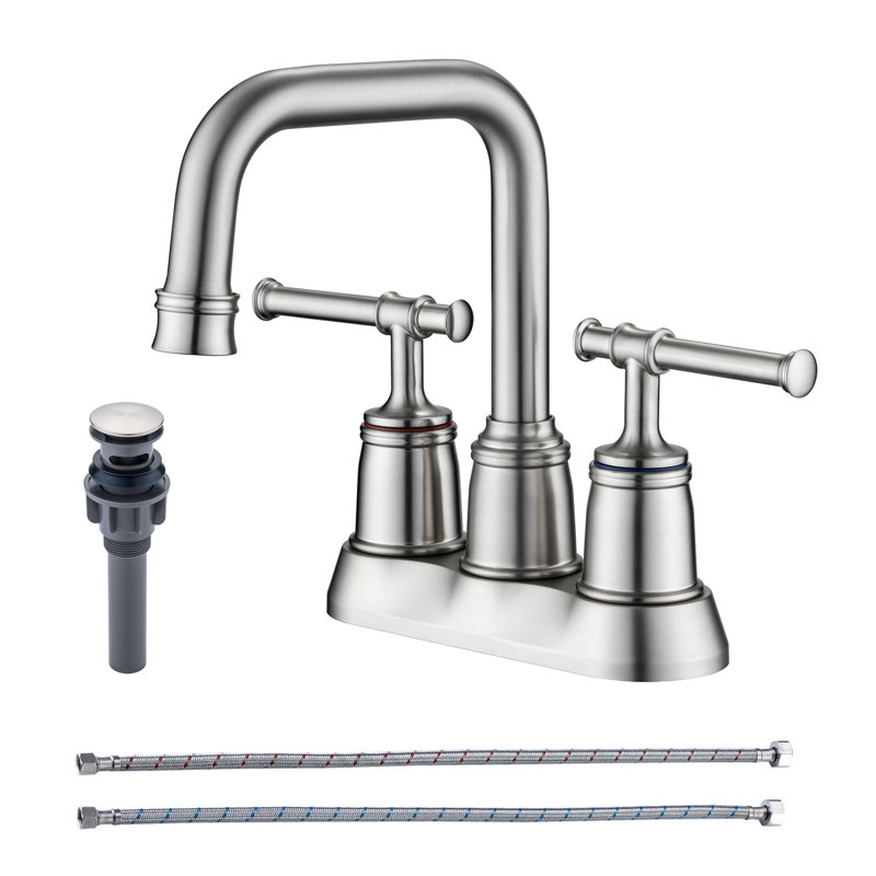 2-handle Bathroom Faucet with Drain Assembly, Brushed Nickel