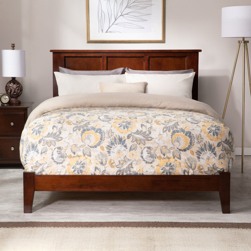 Madison Low Profile Solid Wood Platform Bed, Queen, Walnut