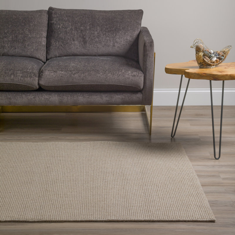 Tapis taupe en laine crocheté à la main Dionne, Rectangle 3 pi 6 po x 5 pi 6 po