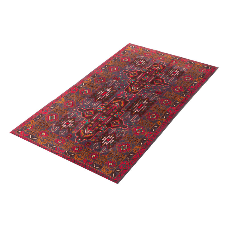 Tapis bleu foncé Teimani 3 pi 8 po x 6 pi 9 po