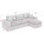 Canapé d'angle moderne en bouclette de 272 cm avec méridienne réversible pour salon, coussins moelleux effet nuage, couleur orange, dossier divisé, assise confortable, forme modulable, accoudoirs carrés, 4 places, aucun assemblage requis.-1218897735-1218897753