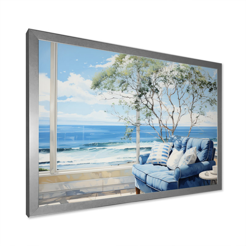 «Coastalwindows Windows To The II», reproduction sur toile encadrée, H 24 po x l 32 po x P 1 po, Cadre simple argenté