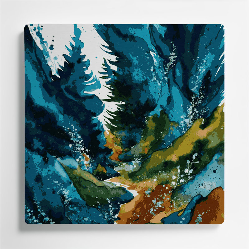 Aquarelle, paysage, 58, art mural en métal vert, H 8 po x l 8 po