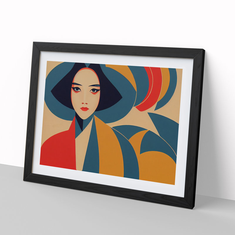 XH1022-10281X Woman Art Deco Style 1 Piece Single Picture Frame Wall Art, 25cm H x 34cm W, Black