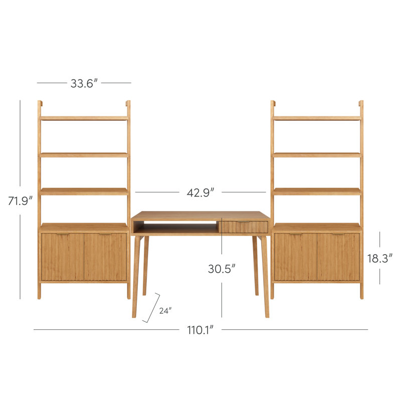 Coady Computer Workstation Desk With Bookshelf