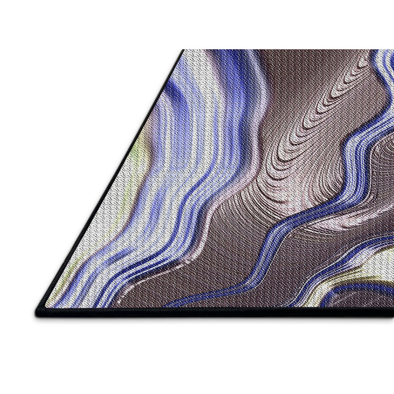 Tapis brun / bleu Power Loom, Rectangle 5 pi x 7 pi