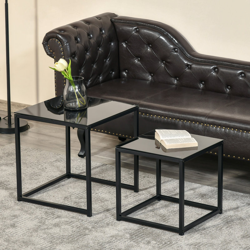 Aida Glass Top Frame Nesting Tables