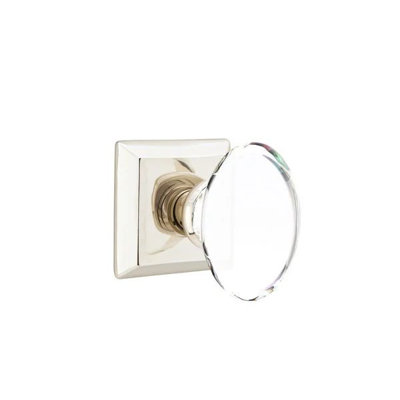 Ensemble de mortaise intérieure Emtek avec rosette Quincy et bouton de verre Hampton (LH)