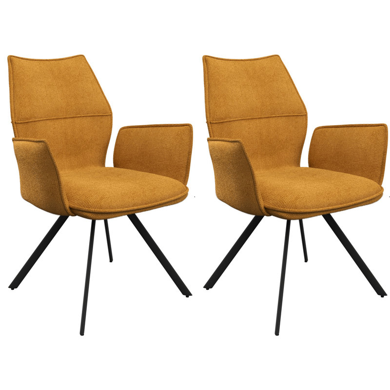 Lusso Fabric Dining Armchair, Mustard