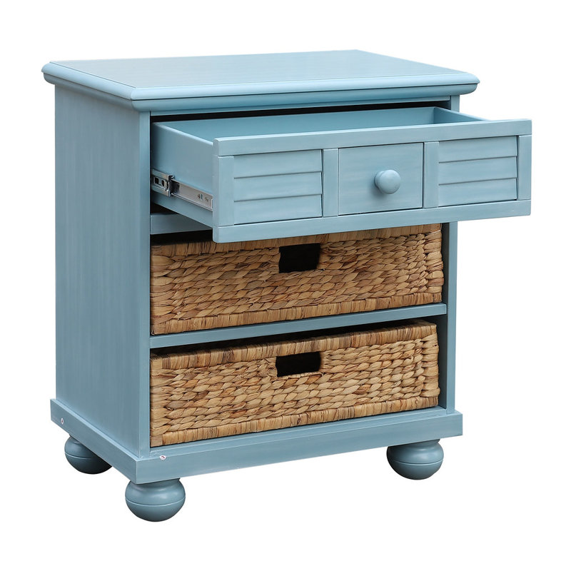 Friedrich Basket Drawer Nightstand, Ocean Blue