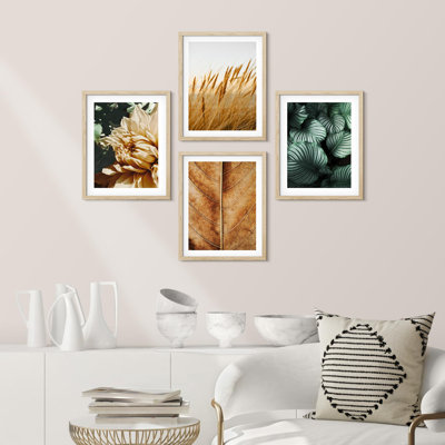 «Colorful Ear of Wheat Leaf Decor Calm», impression sur papier 4 pièces