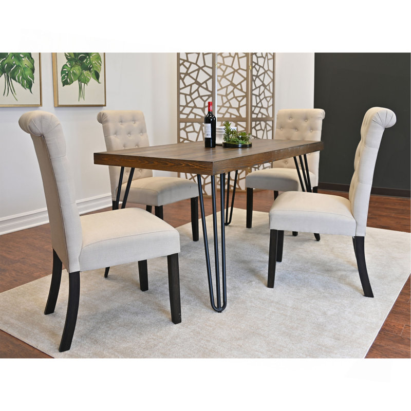 Ensemble de salle à manger 5 pièces, table à manger en épingle à cheveux avec 4 chaises, 4 options de couleurs, Beige