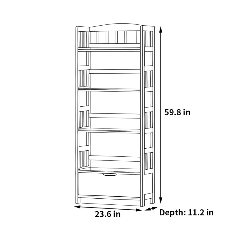 Bibliothèque pratique et de haute qualité, (4 tablettes) H 59,8 po x l 23,6 po x P 11,2 po, Vert