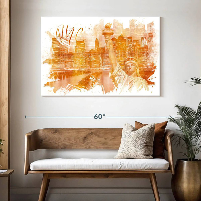Kavia Manhattan Collage Golden, 32" H x 48" W