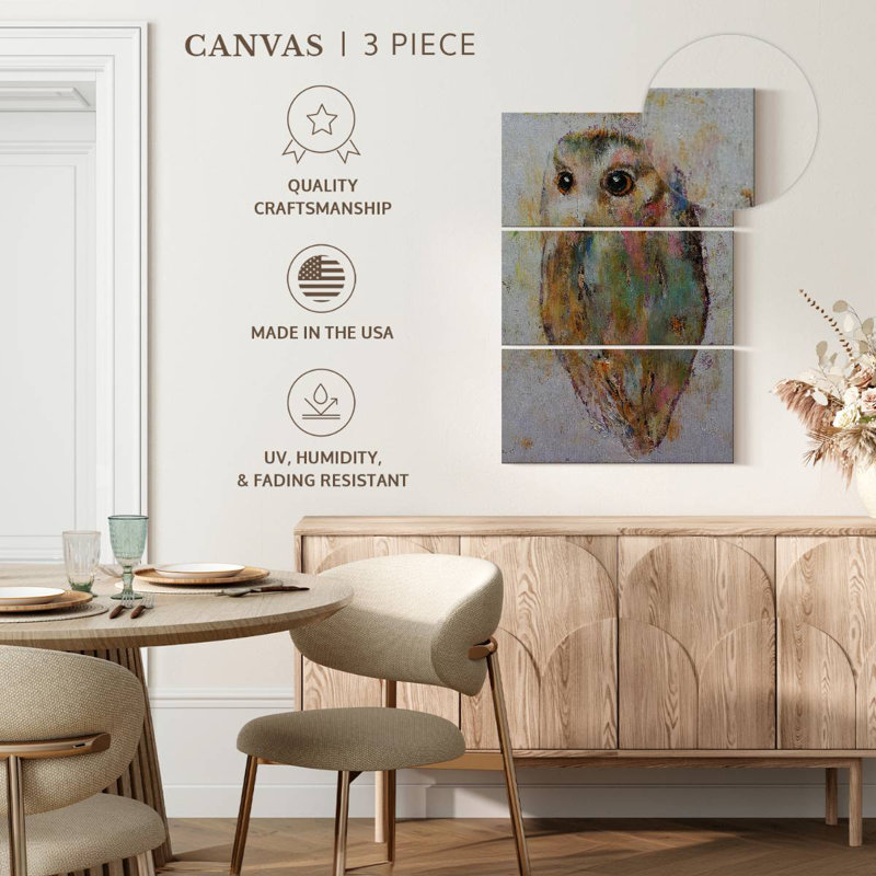 Brampt Pastel Abstract Owl, 45" H x 28" W
