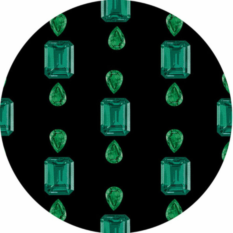 Vegan Leather Round Placemats, Black, Emeralds