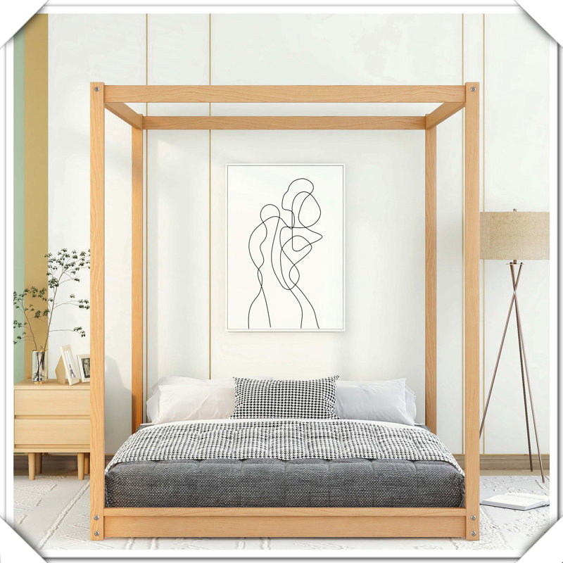 Canopy Platform Bed Support Legs Sturdy Elegant Design,Queen