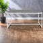 Table de salle à manger durable en aluminium et teck blanc, style extérieur moderne