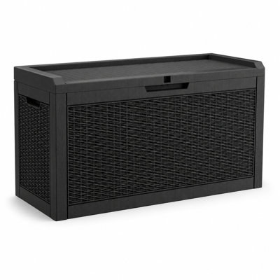 42" D x 17" W Resin Wicker Deck Box Seat for Outdoor Storage