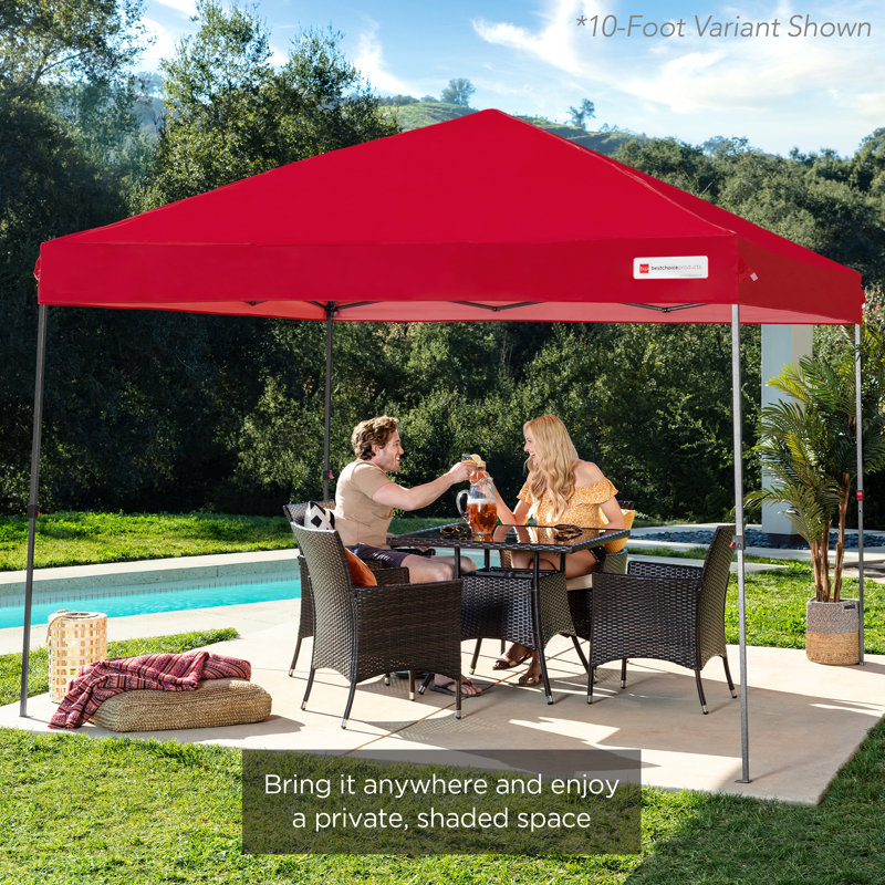 Best Choice Products Easy Setup Pop Up Canopy W/ 1-Button Setup, Wheeled Case, 4 Weight Bags, 12ft x 12ft, Red