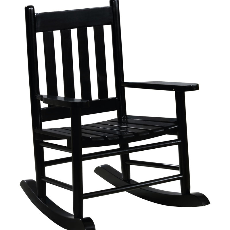 Chaise berçante noire à dossier en lattes