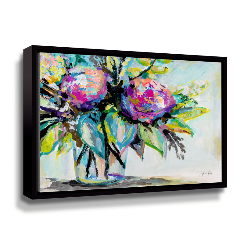«Big Blooms» par Jeanette Vertentes, reproduction sur toile, Cadre flottant noir, H 18 po x l 24 po x P 2 po